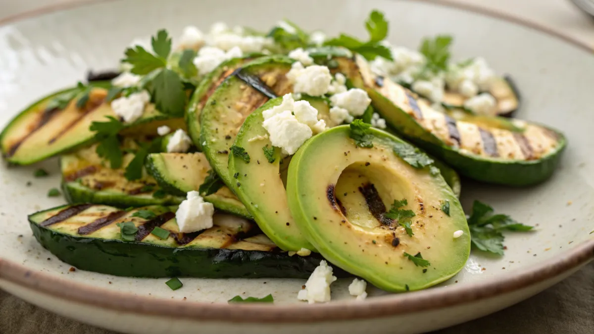 Gegrilde courgette met avocado en feta