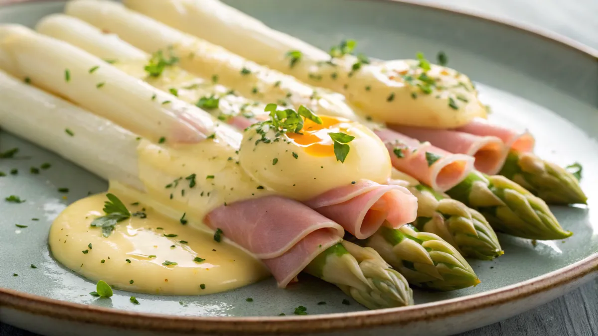 Witte Asperges met Ham en Hollandaisesaus