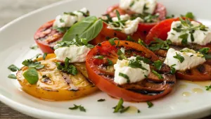 Gegrilde tomaten met geitenkaas en kruiden