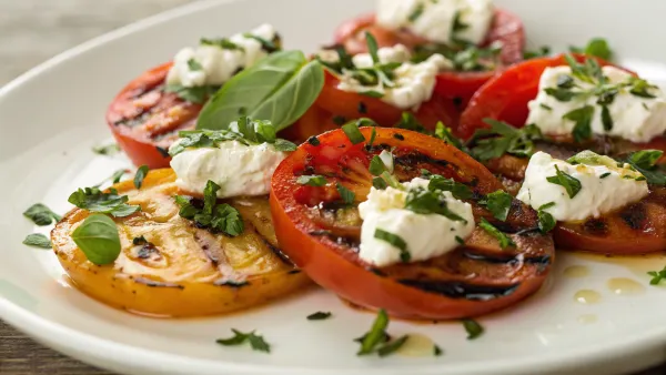 Gegrilde tomaten met geitenkaas en kruiden