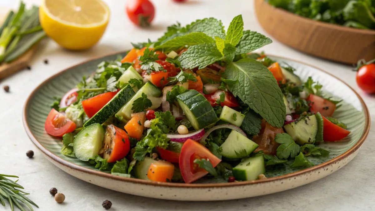 Marokkaanse kruiden salade met verse groenten