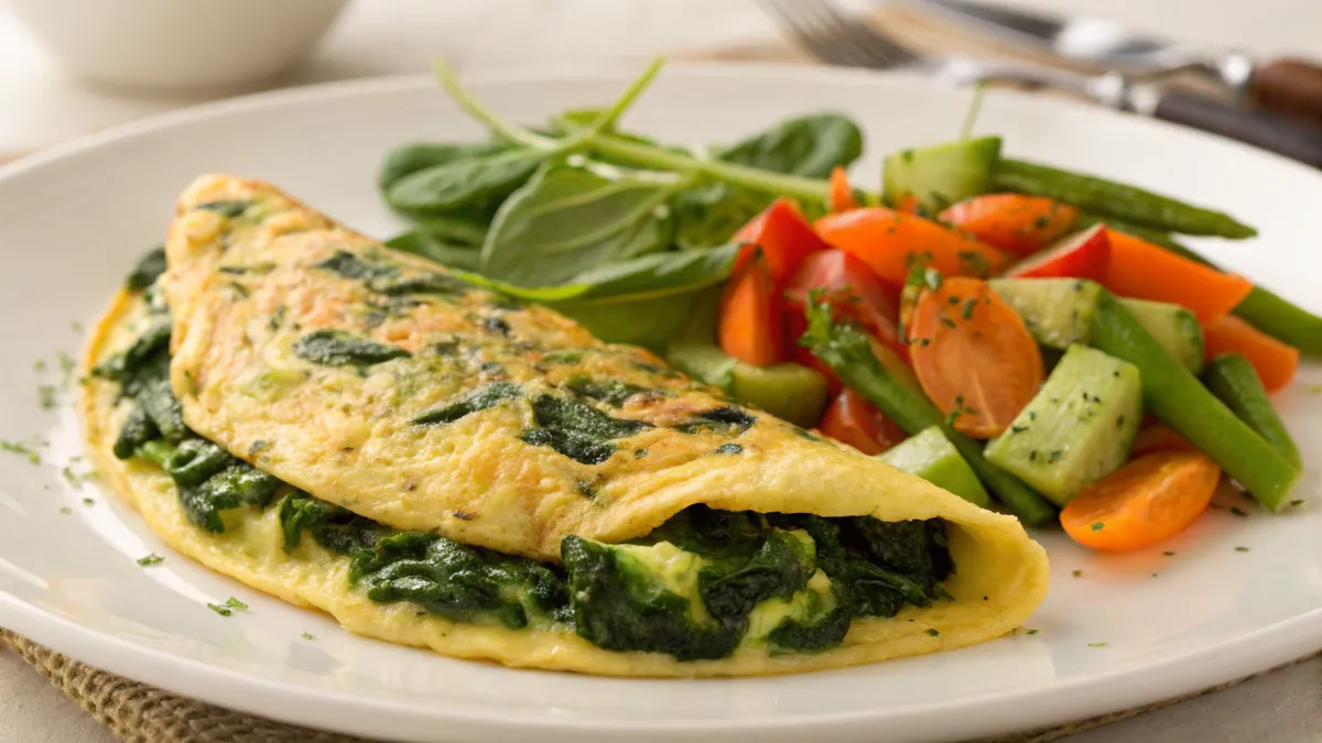 Marokkaanse spinazie omelet met gestoomde groenten