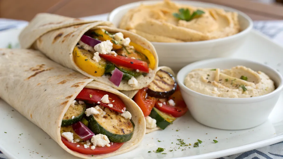 Wraps met Hummus, Gegrilde Groenten en Feta - Gezond en Snel