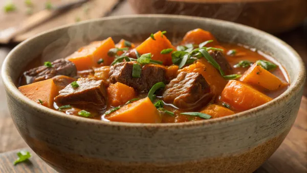 Mongoolse zoete aardappelstoofpot uit de slowcooker