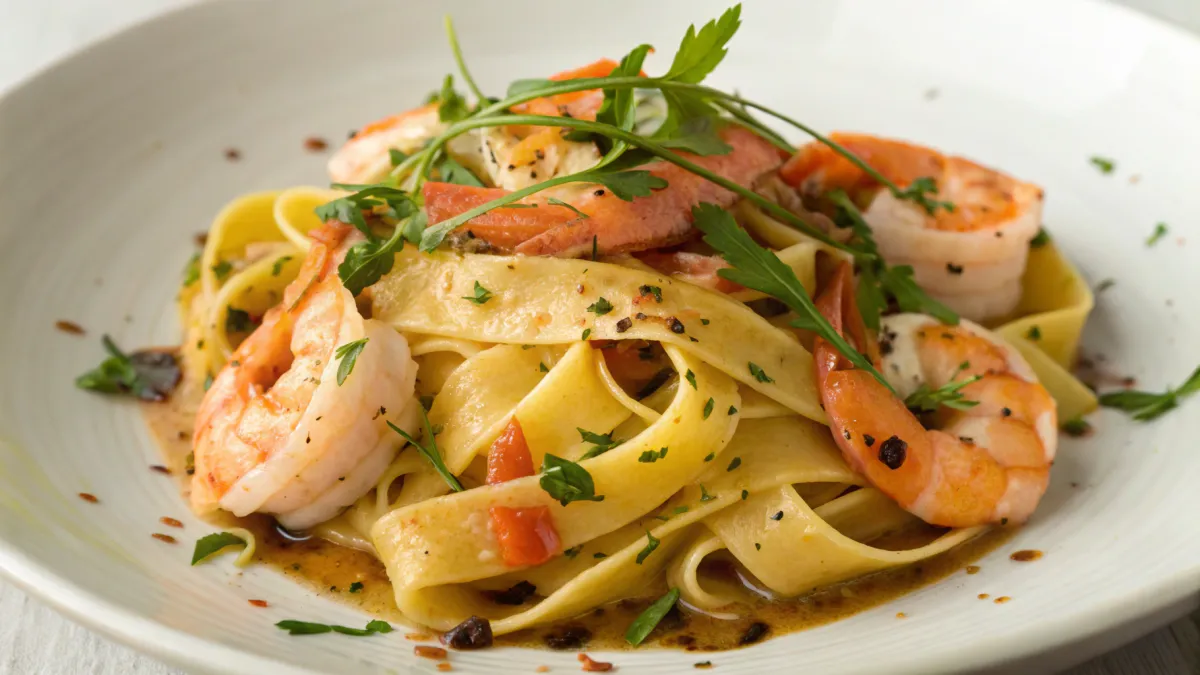Romige Tagliatelle met Zalm en Garnalen