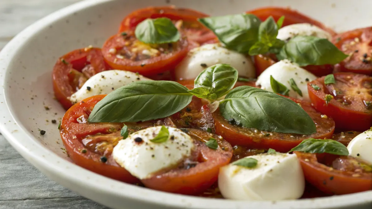 Geroosterde tomatensalade met mozzarella en basilicum