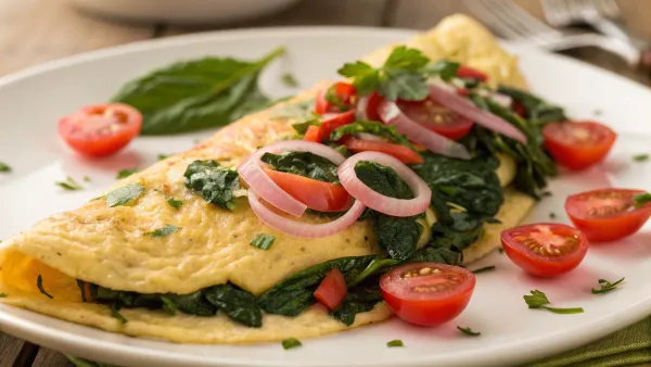 Filipijnse spinazie omelet met tomaat en ui