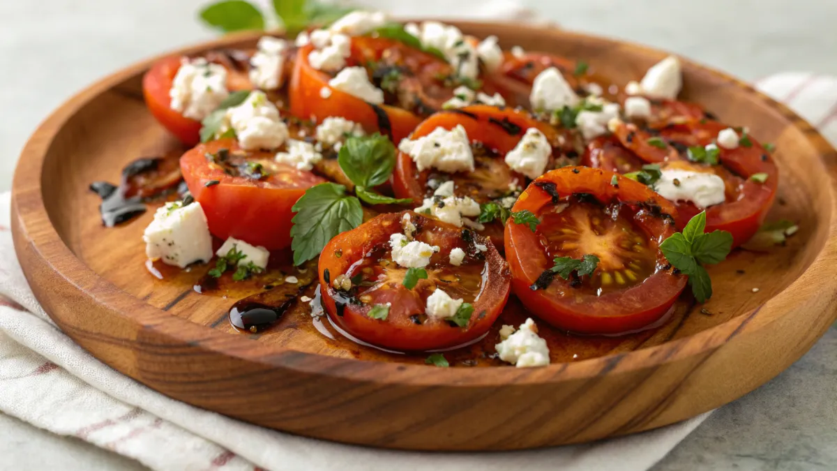 Gegrilde tomatensalade met harissa en feta