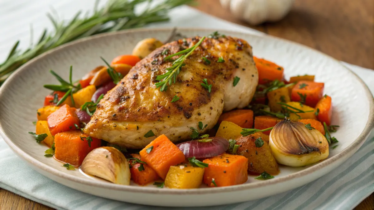Colombiaanse knoflook kip met herfstgroenten