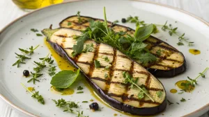 Gegrilde aubergine met Nieuw-Zeelandse kruiden