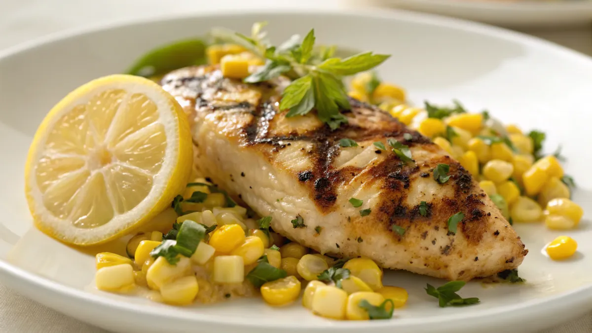 Gegrilde limoen-kip met maïssalade