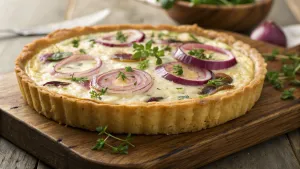 Vegetarische Quiche met Geitenkaas en Rode Ui