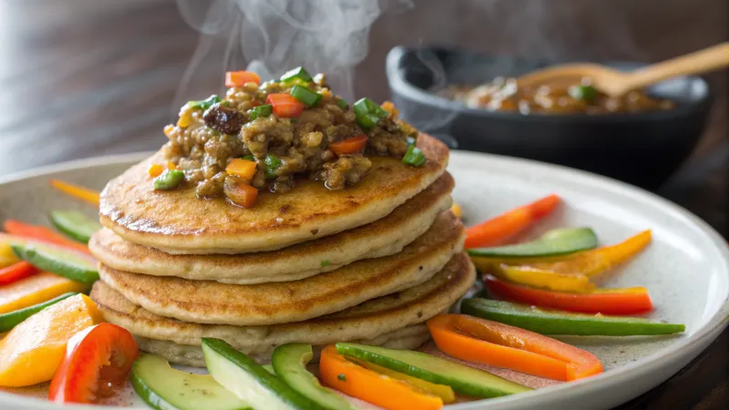 Pittige boekweitpannenkoeken met miso en groenten