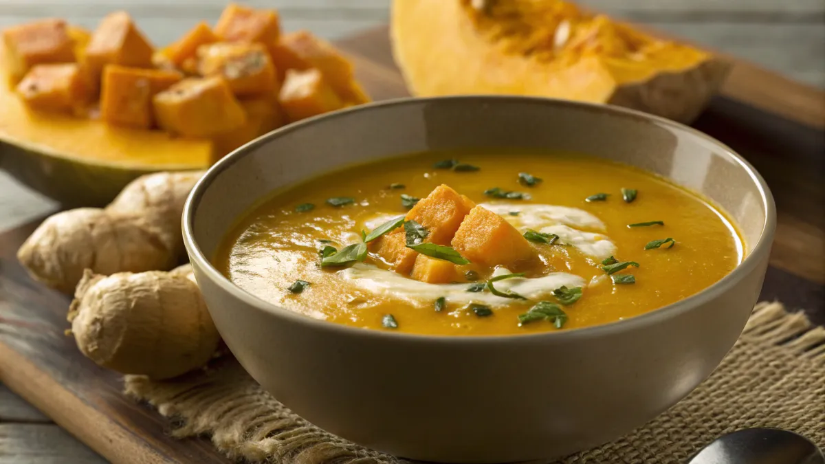 Romige pompoensoep met gember