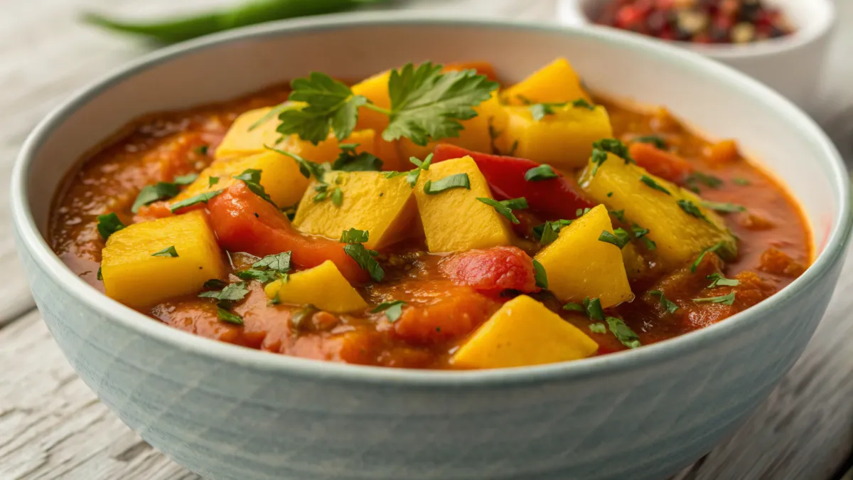 Keniaanse veganistische mango stoofpot
