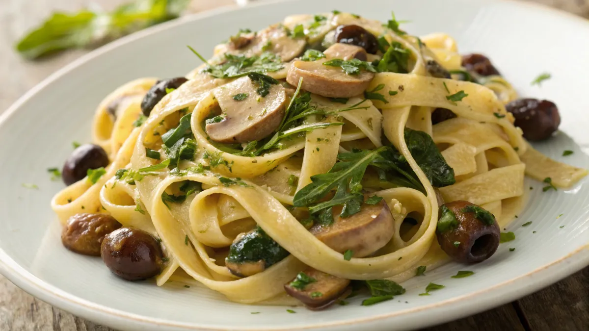 Romige Tagliatelle met Champignons en Spinazie