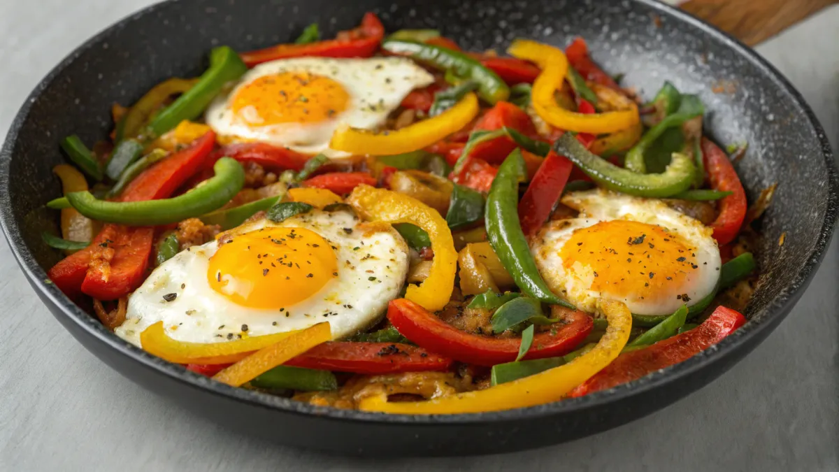 Wokontbijt met paprika en eieren