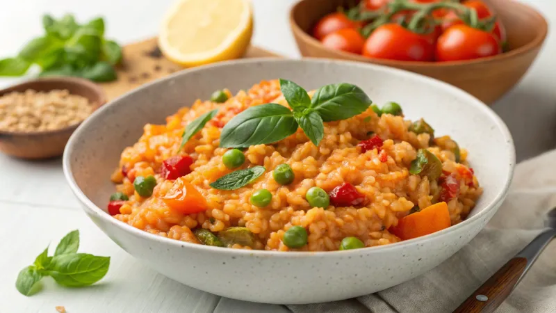 Romige Rode Linzenrisotto met Groenten