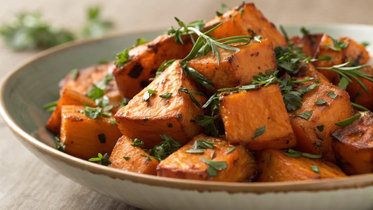 Gestoofde zoete aardappel met kruiden