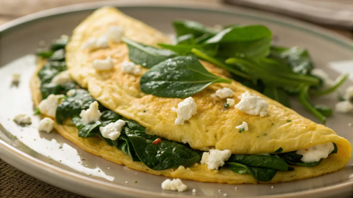 Kikkererwten omelet met spinazie en feta