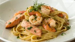 Romige Tagliatelle met Zalm en Garnalen