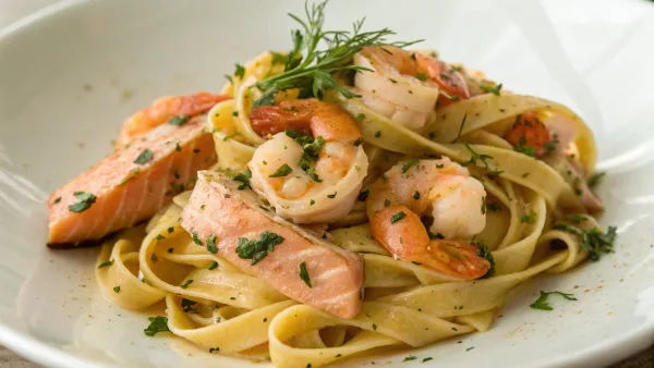 Romige Tagliatelle met Zalm en Garnalen