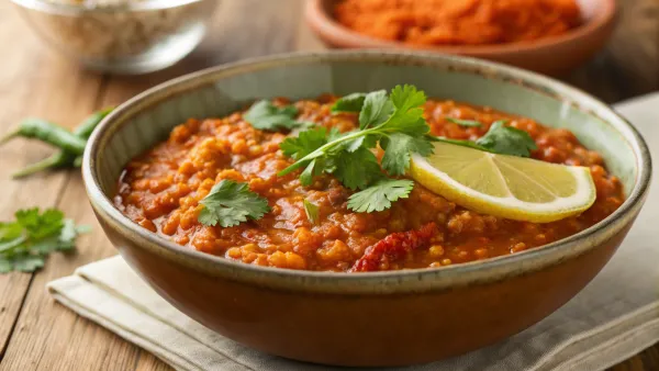 Pittige rode linzen curry