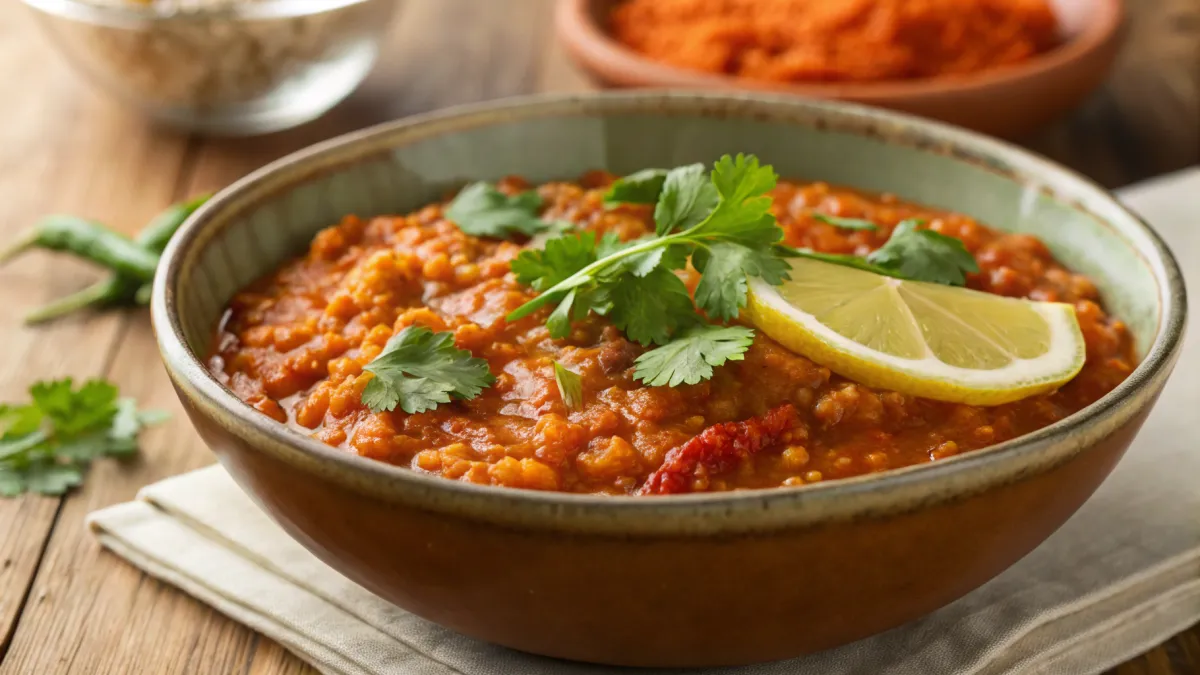 Pittige rode linzen curry