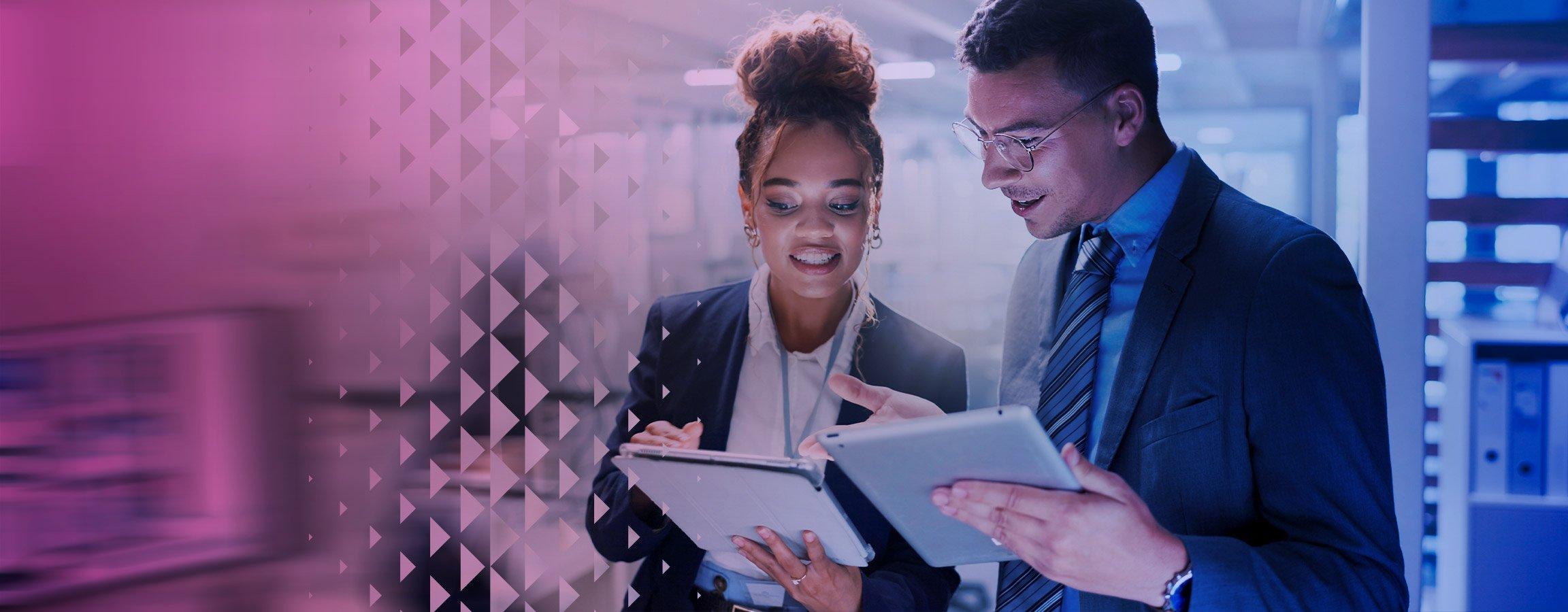 Man and woman with laptop