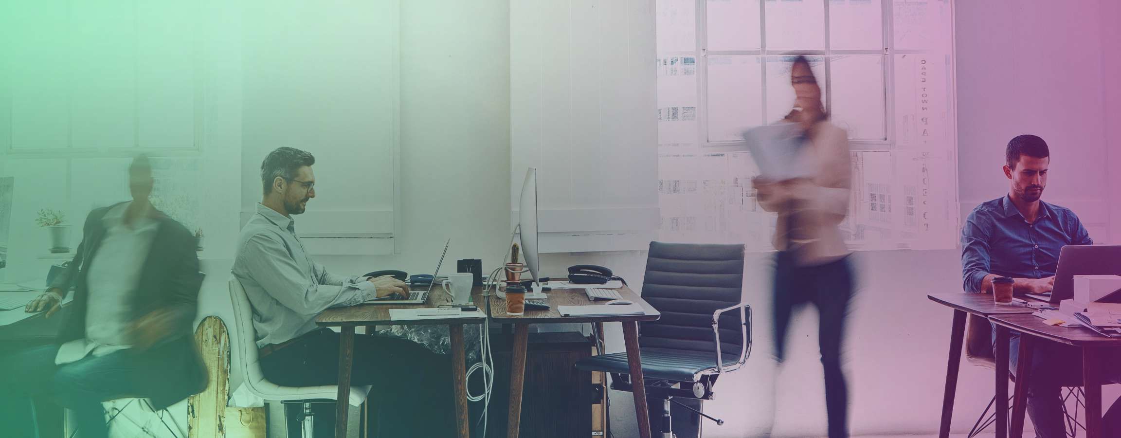 People working in a busy office