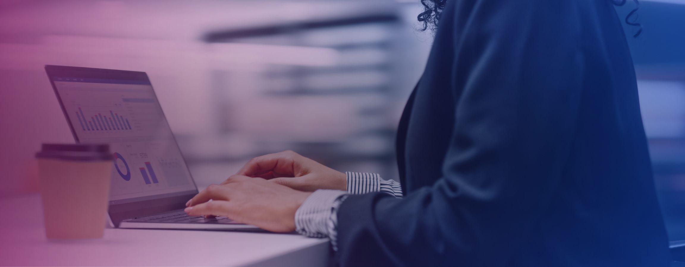 Stock image of an employee working on a computer