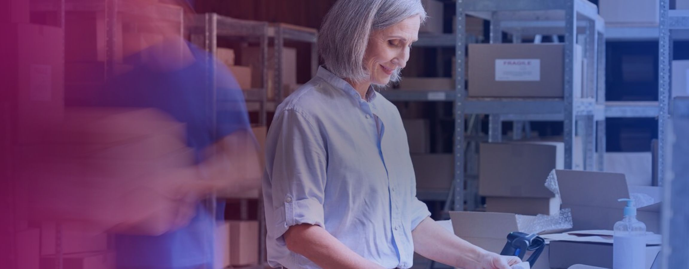 Stock image of a woman working in a warehouse