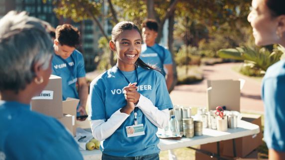 Volunteers working for a charity