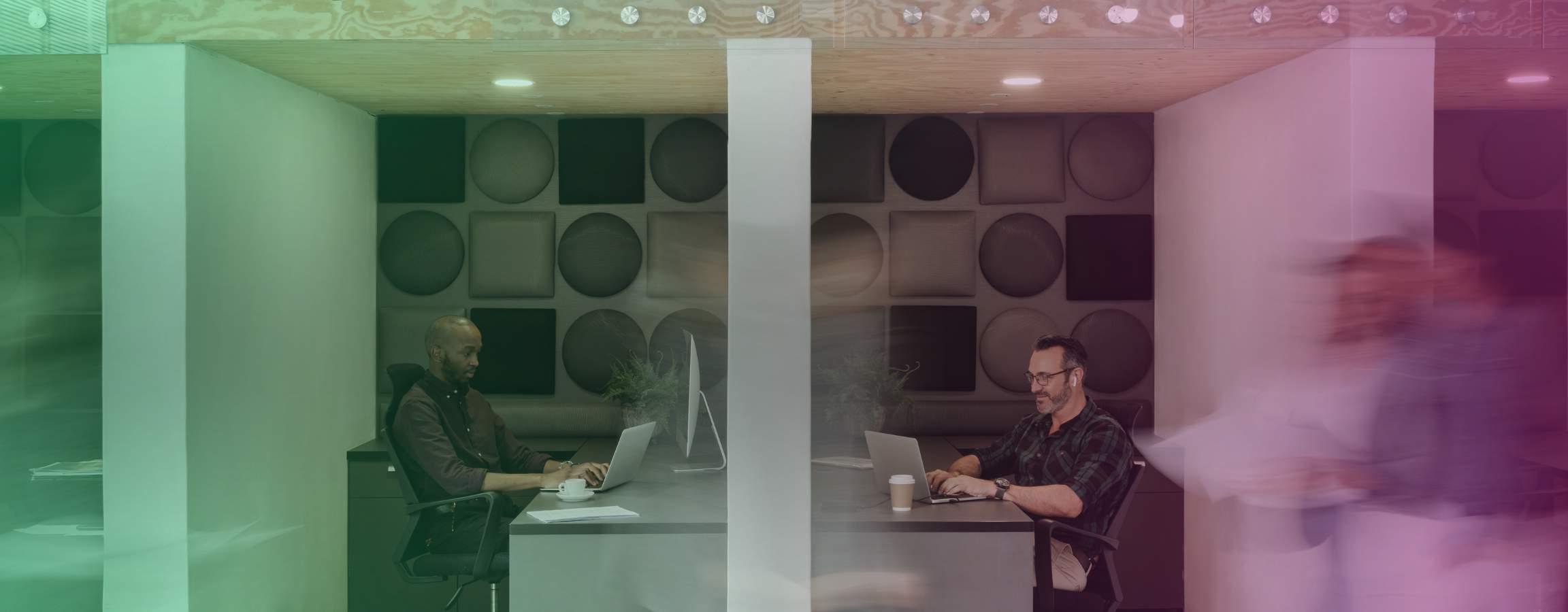 People working in a busy office