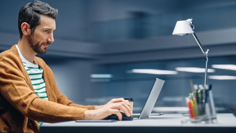 Man working on a latop