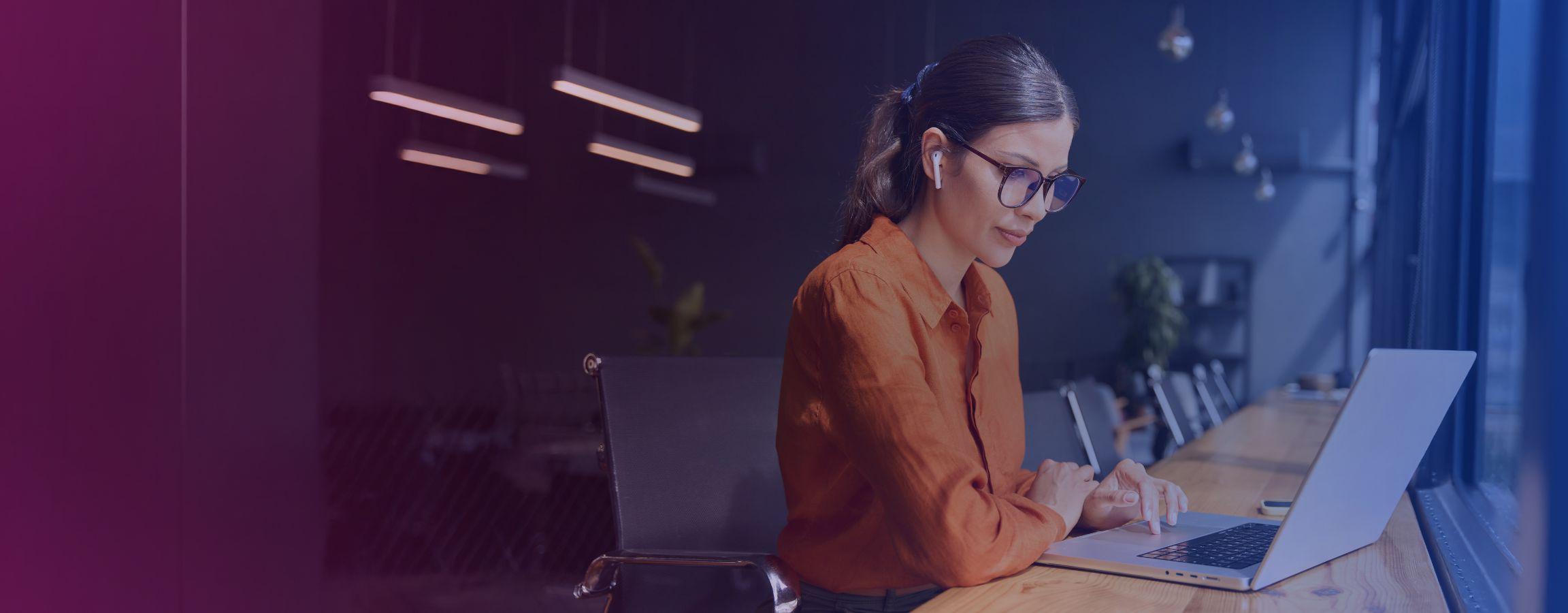 Businesswoman working at table