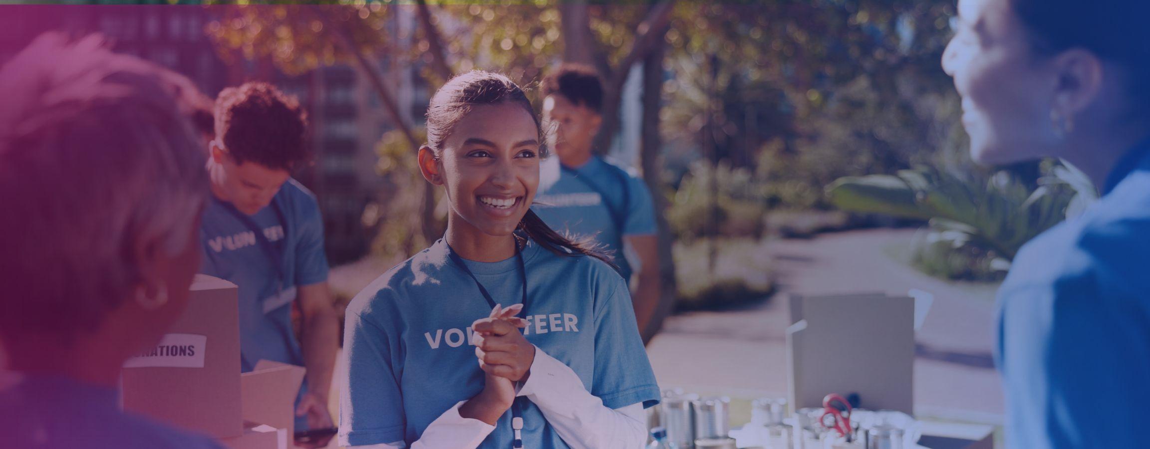 Volunteers working for a charity