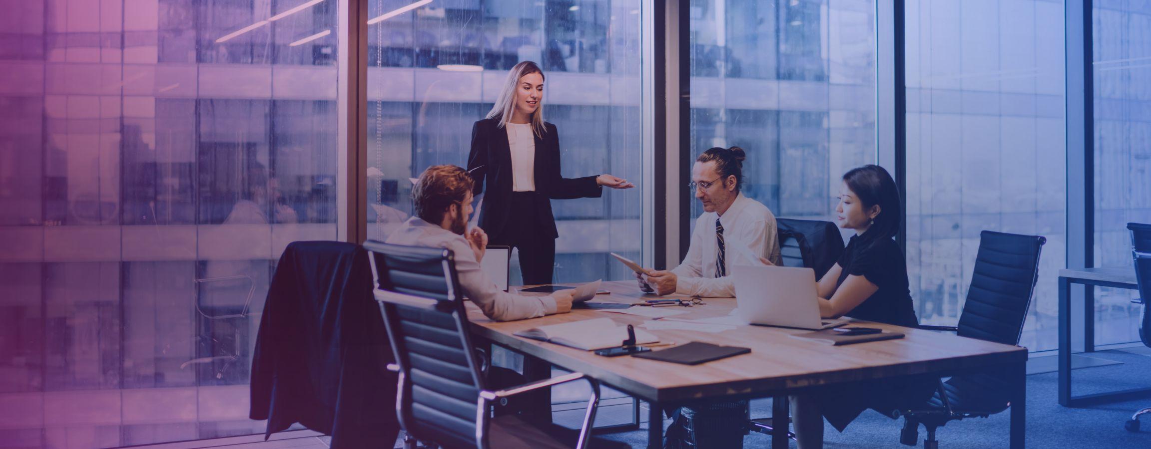Stock image of a corporate meeting