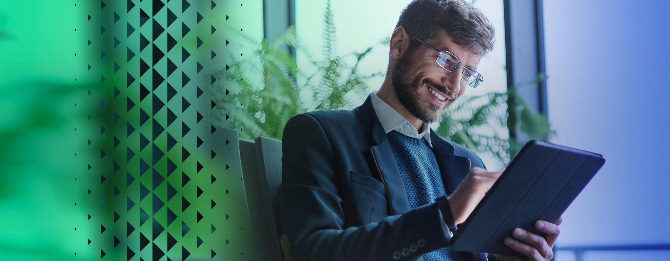 Man working on a tablet