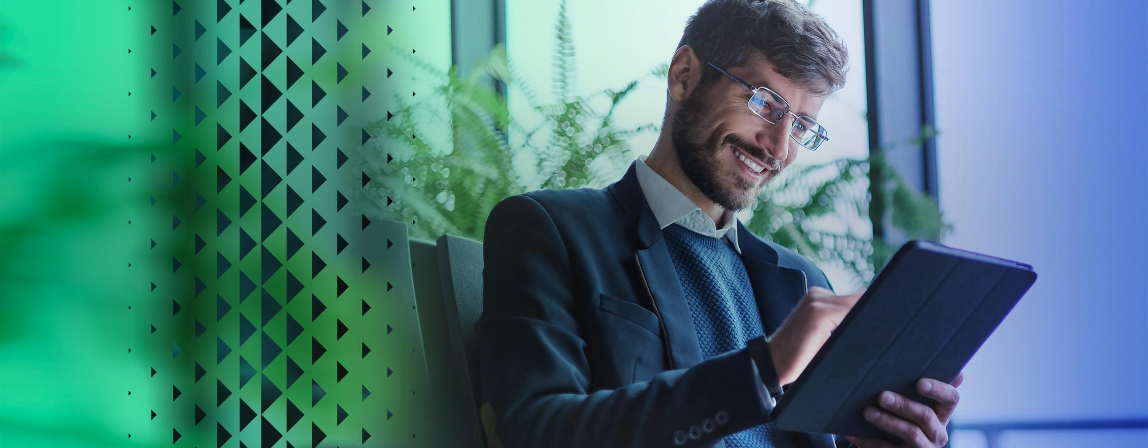 Man working on a tablet