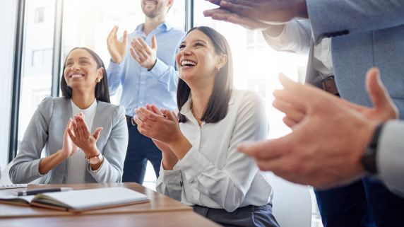 corporate stock image colleagues celebrating