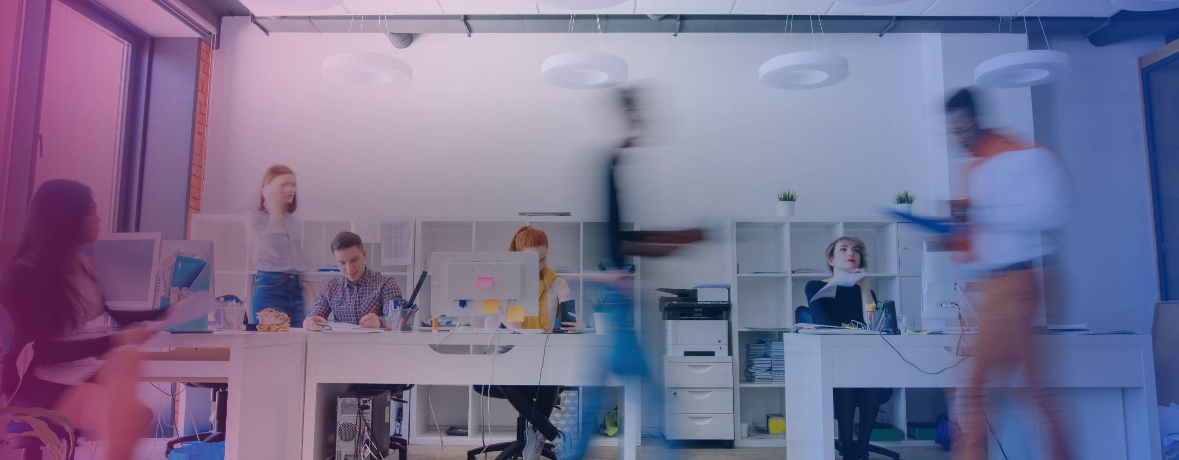 A busy vibrant office