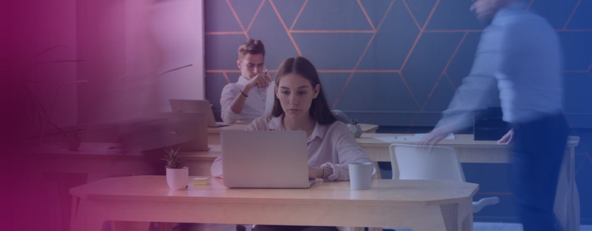 A person working at their desk