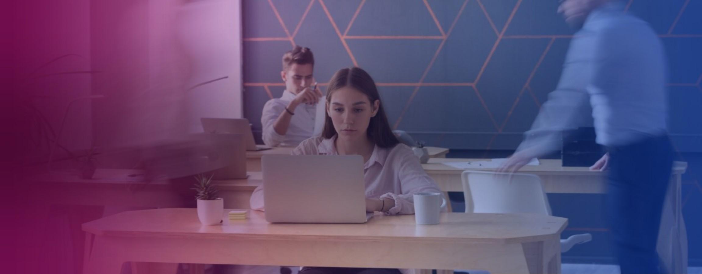 A person working at their desk