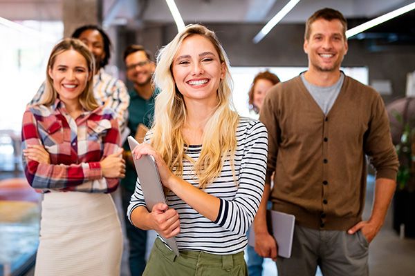 Young people smiling together