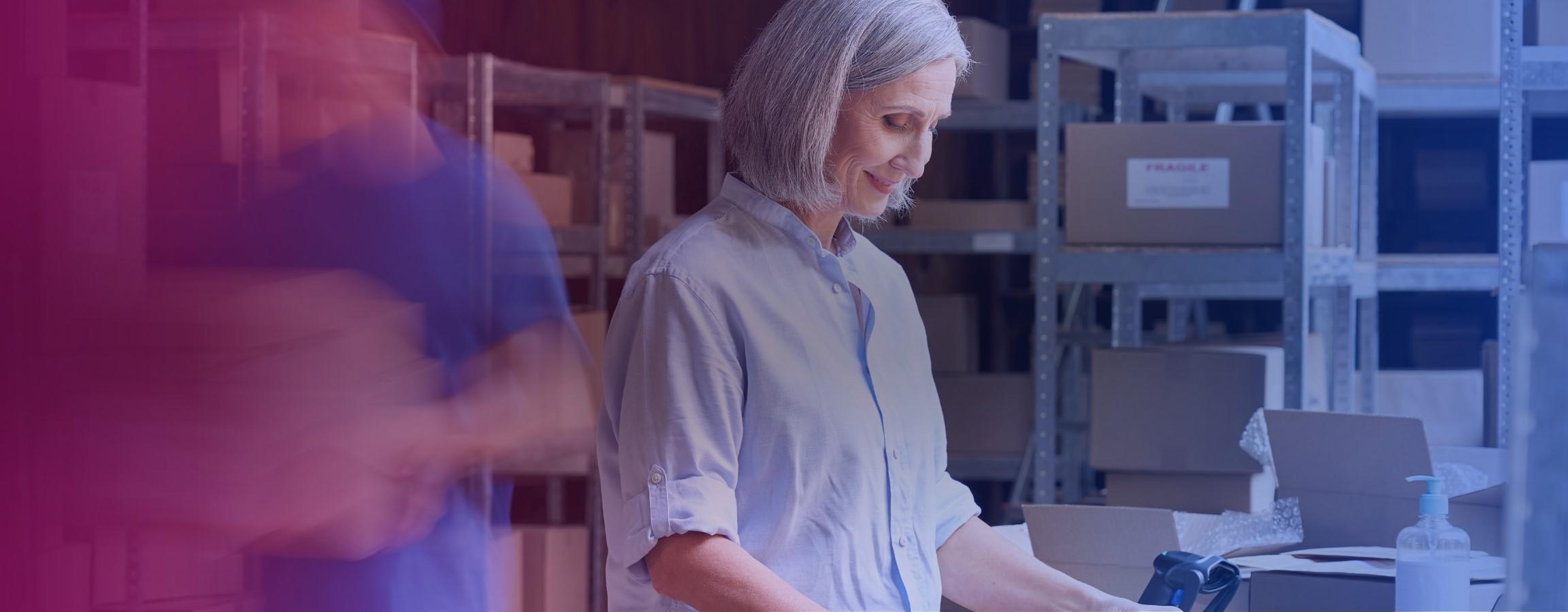 Stock image of an older employee