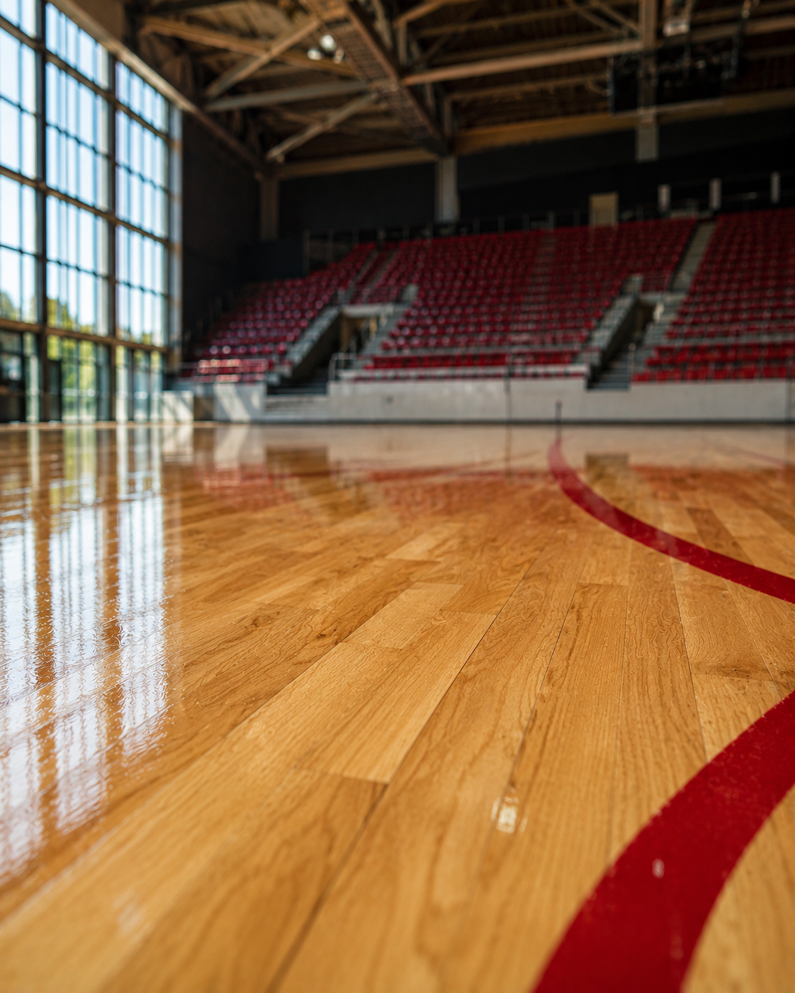 Timber sports court floor in a sporting complex