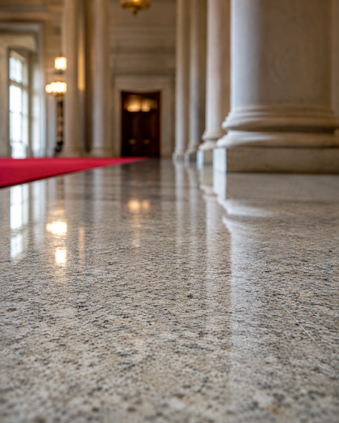 Hard floor in a government building foyer