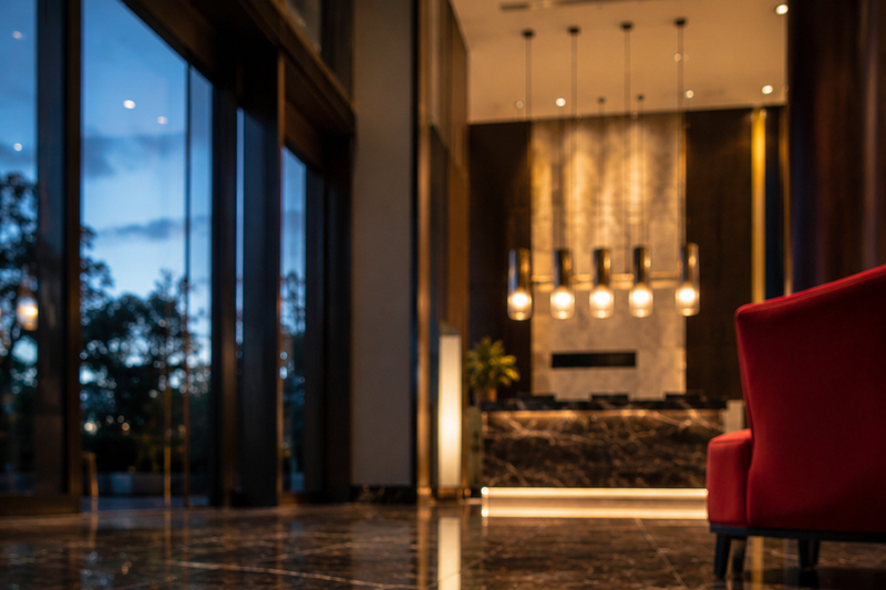 Polished floor in a hotel lobby