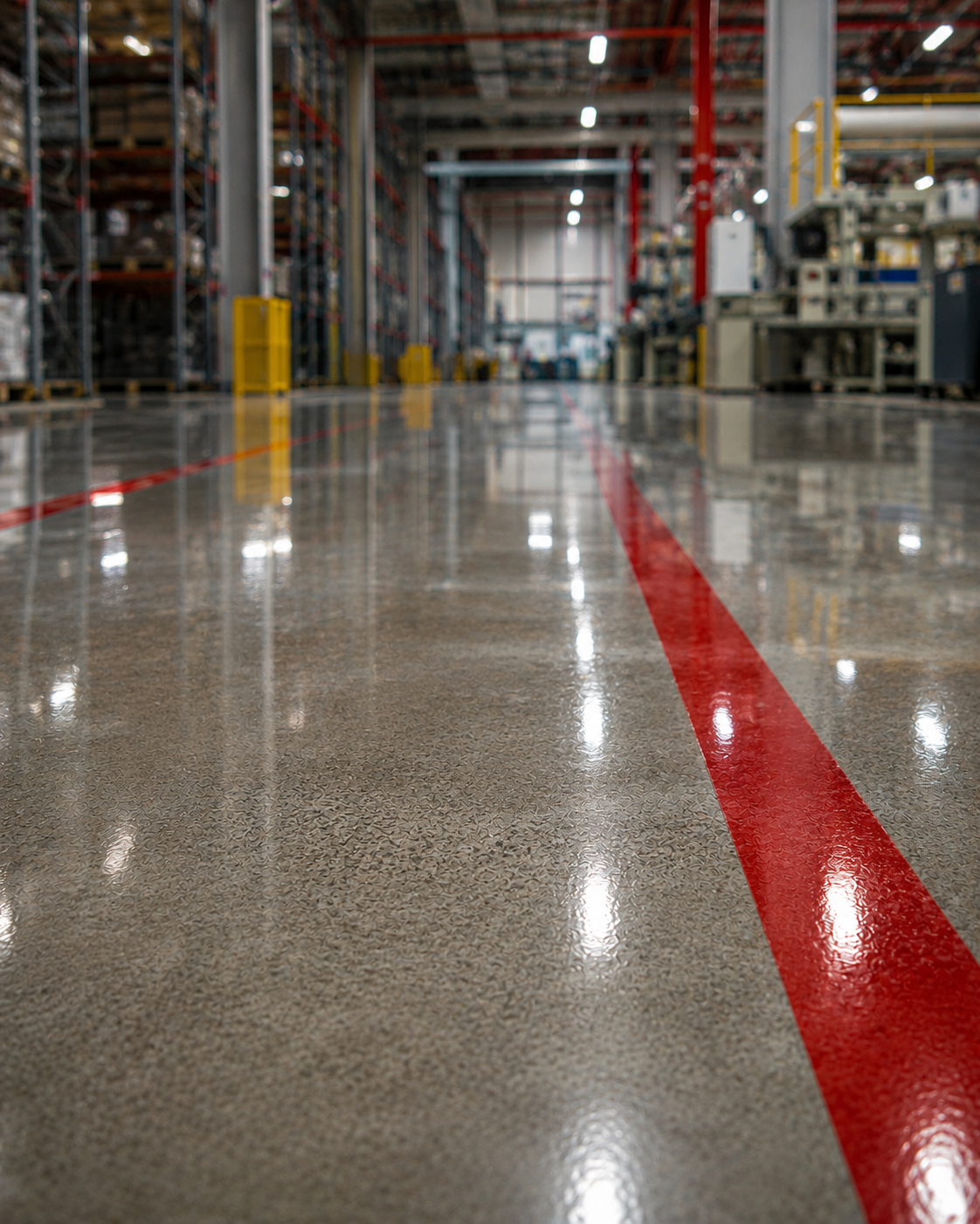 Sealed concrete floor in an industrial facility